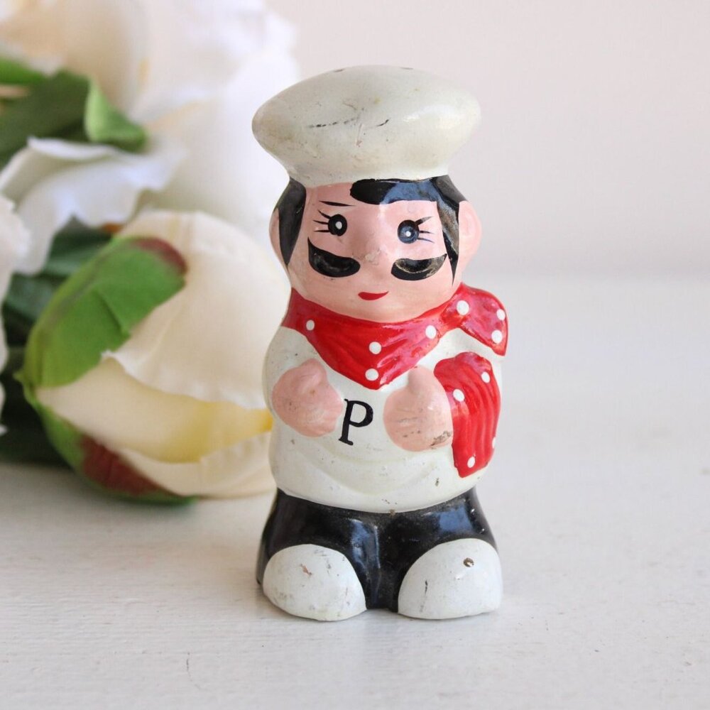 Vintage 1950s Pepper Shaker, Chef S & P,  Collectible Kitchen